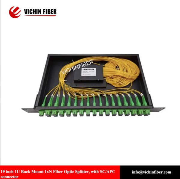 19 inch 1U Rack Mount 1x2/4/8/16/32/64 Fiber Optic Splitter, with sc/apc connector