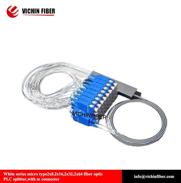 White series micro type2x2,2x4,2x8,2x16,2x32,2x64 fiber optic PLC splitter,with sc connector