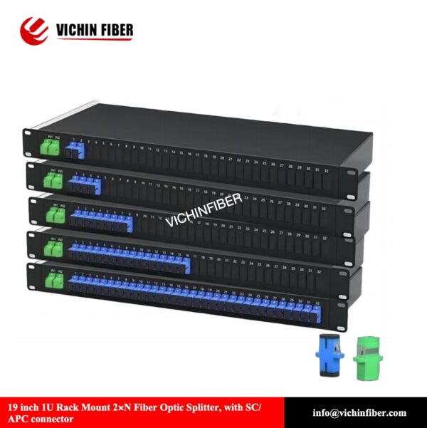 19 inch 1U Rack Mount 2x4/8/16/32/64 Fiber Optic Splitter ,with SC/APC connector