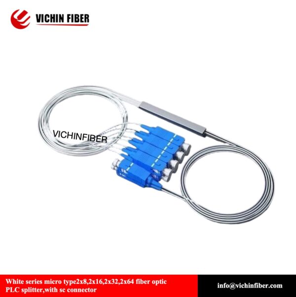 White series micro type2x2,2x4,2x8,2x16,2x32,2x64 fiber optic PLC splitter,with sc connector