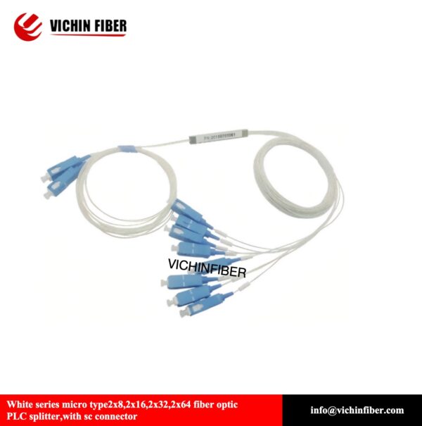 White series micro type2x2,2x4,2x8,2x16,2x32,2x64 fiber optic PLC splitter,with sc connector