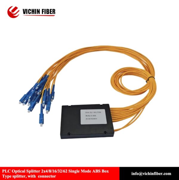 PLC Optical Splitter 2×/4/8/16/32/64 Single Mode  ABS Box Type with SC Connector