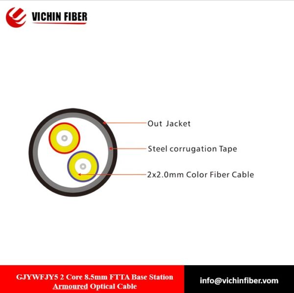 GJYWFJY5 2 Core 8.5mm FTTA Base Station Armoured Optical Cable