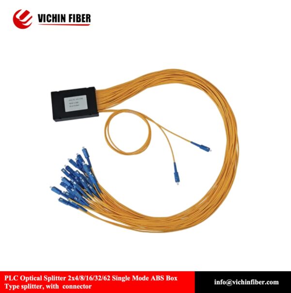 PLC Optical Splitter 2×/4/8/16/32/64 Single Mode  ABS Box Type with SC Connector