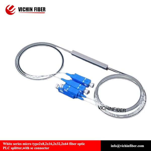 White series micro type2x2,2x4,2x8,2x16,2x32,2x64 fiber optic PLC splitter,with sc connector