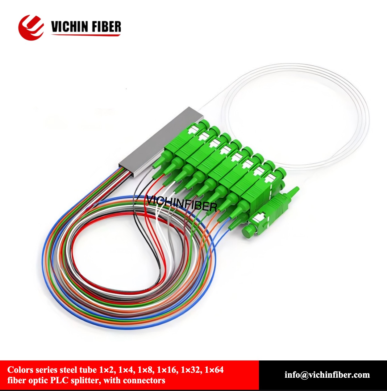 Colors series steel tube 1x2, 1x4, 1x8, 1x16, 1x32, 1x64 fiber optic PLC splitter, with connectors - Image 4