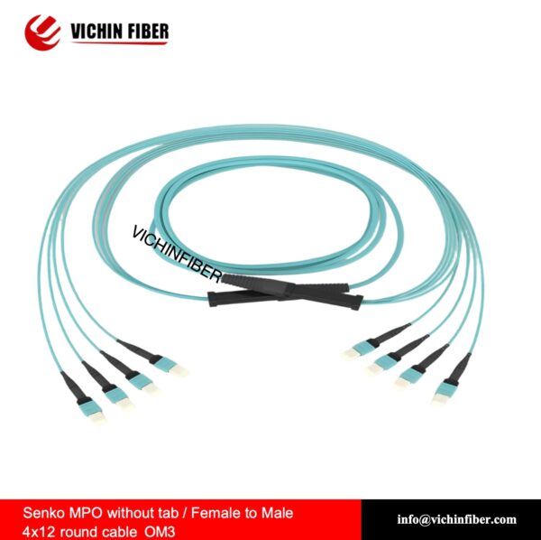 Senko MPO without tab / Female to Male 4x12 round cable / G657.A1 / OM3/OM4