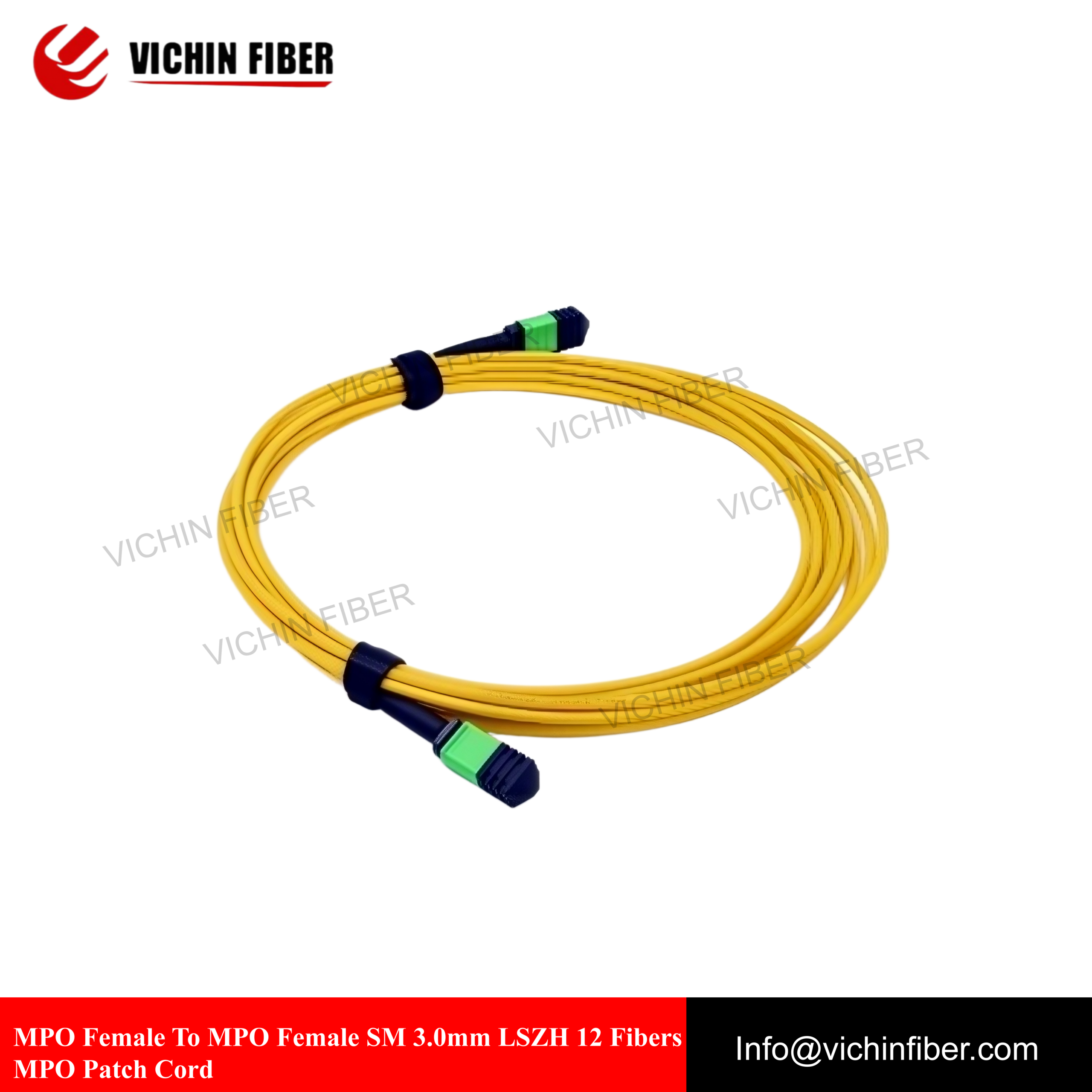 MPO Female To MPO Female SM 3.0mm LSZH 12 Fibers MPO Patch Cord